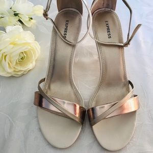 NWOT Express Golden Ankle Strap Heels